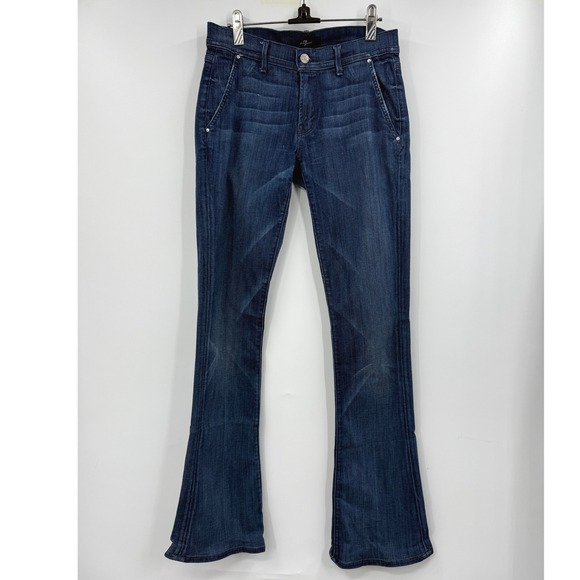 7 For All Mankind Dark Wash Denim‎ Jeans Bootcut Leg Womens Size 27 - Picture 1 of 11
